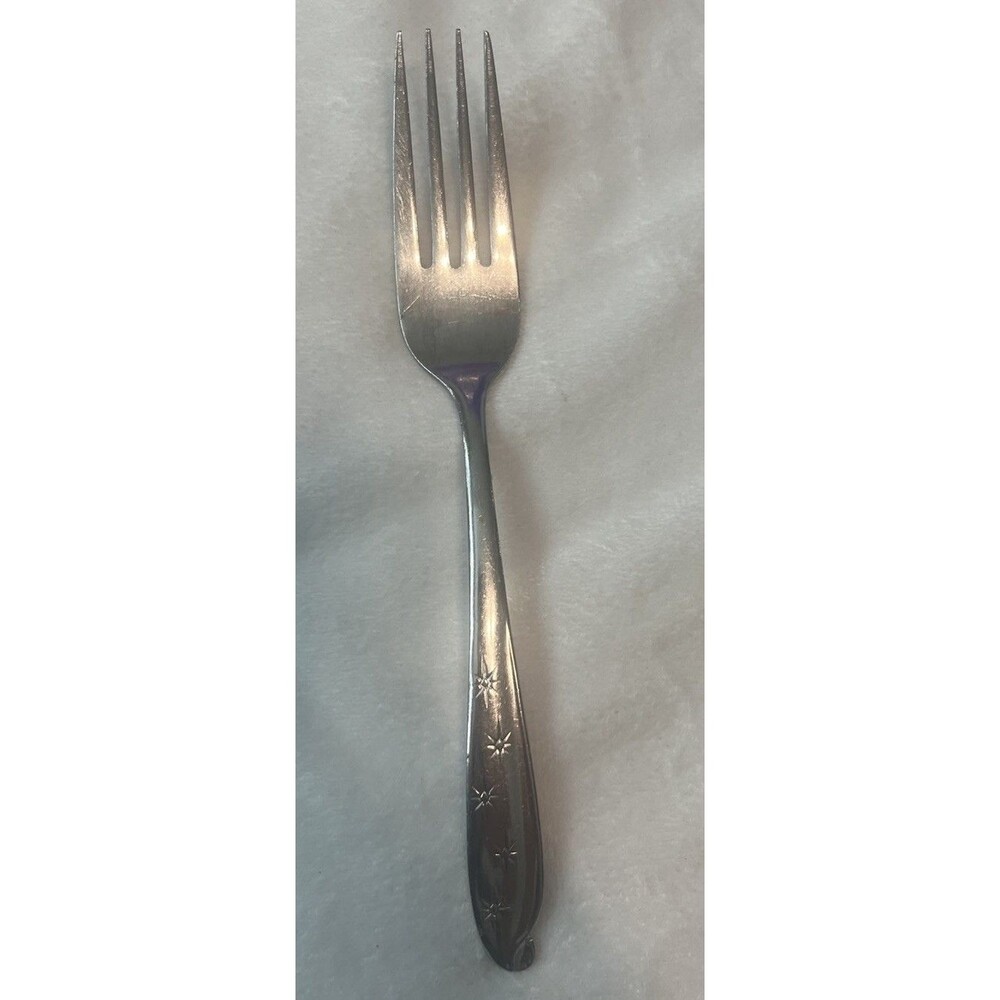 Vintage Hull FIRST STAR Stainless 7" Dinner Fork Japan MCM Atomic Starburst